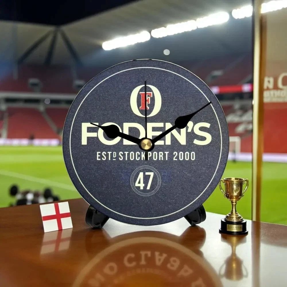 Novelty England Football Team Upcycled Beer Mat Clocks With Display Stand – Fowden