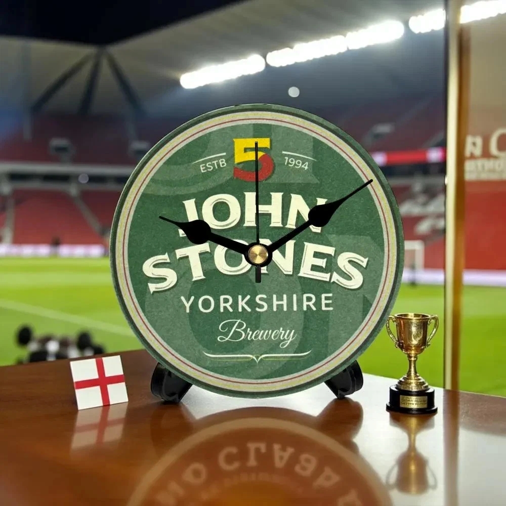 Novelty England Football Team Upcycled Beer Mat Clocks With Display Stand – John Stone