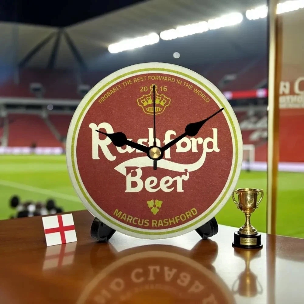 Novelty England Football Team Upcycled Beer Mat Clocks With Display Stand – Rushford
