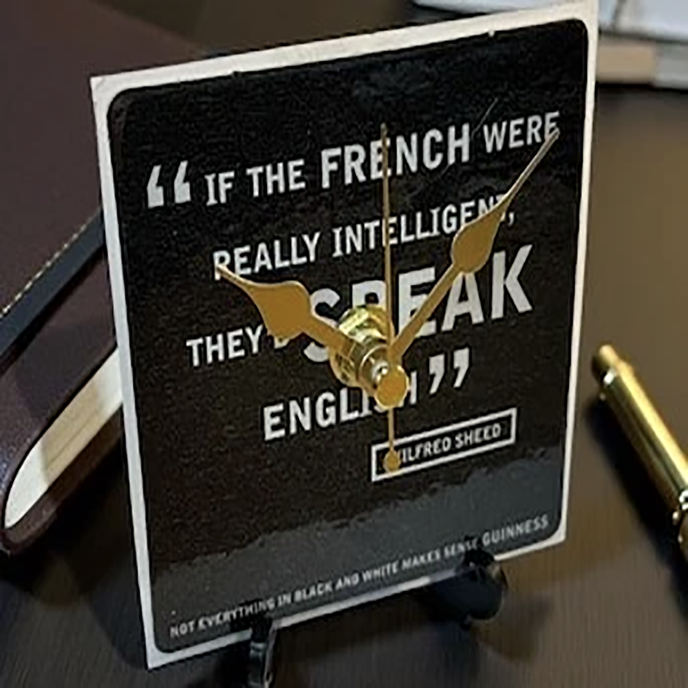 Guinness Novelty Upcycled Beer Mat Clock With Display Stand – Design 11