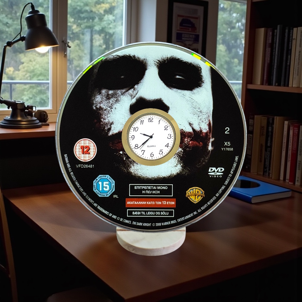 Batman Novelty Upcycled DVD Desktop Clock With Fixed Gold Insert - Image 2