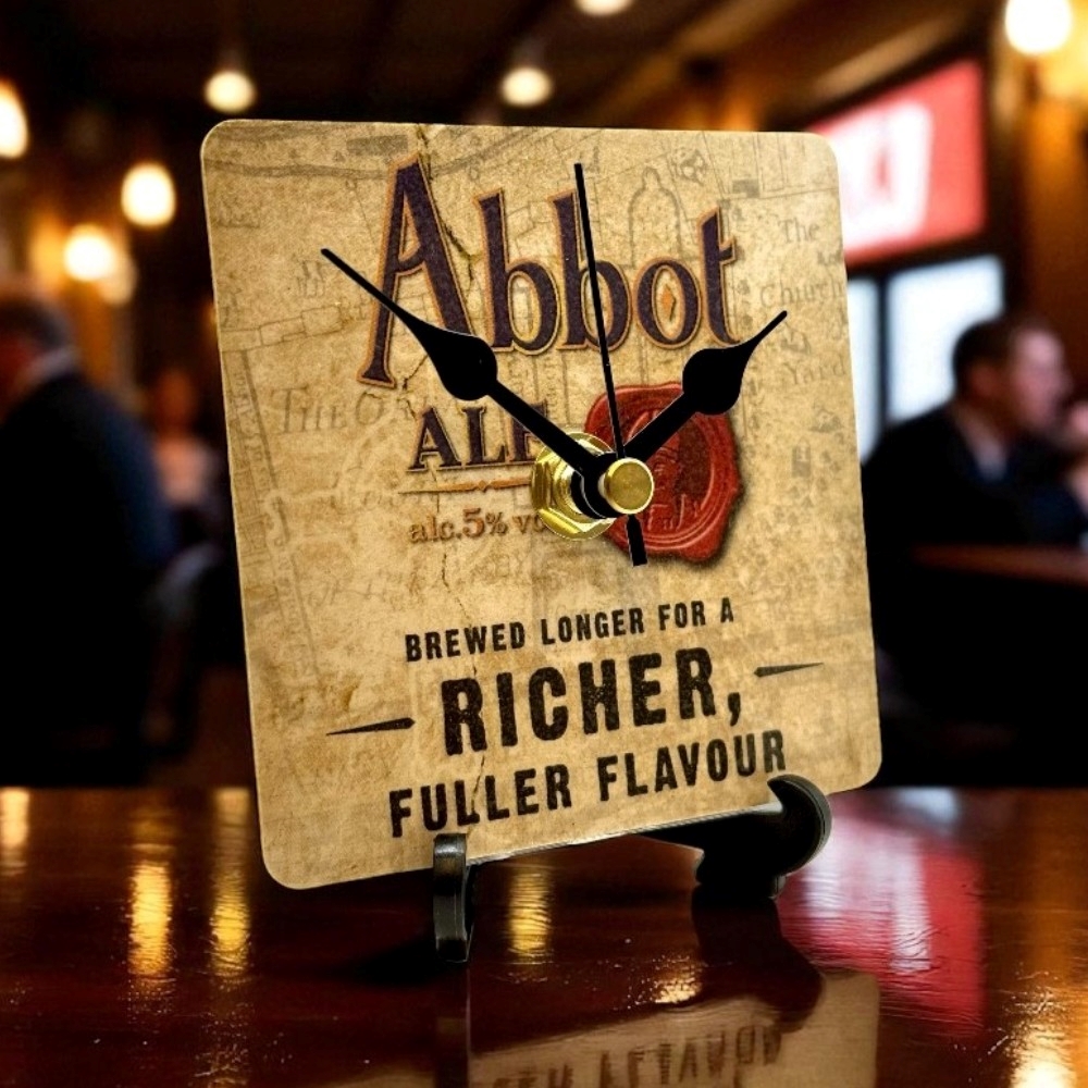 Dans Clock Shop Novelty Beer Mat Clocks With Display Stand – Abbot Ale