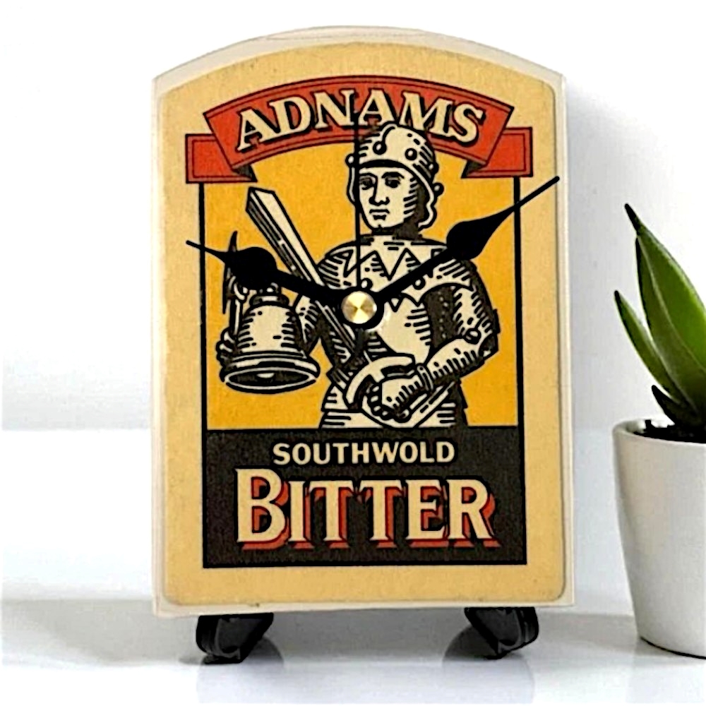 Upcycled Novelty Beer Mat Clock With Display Stand - Adnams Soutwal Bitter