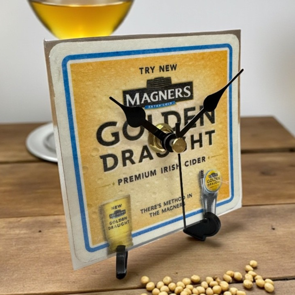 Novelty Beer Mat Clocks With Display Stand – Magners Golden Draught