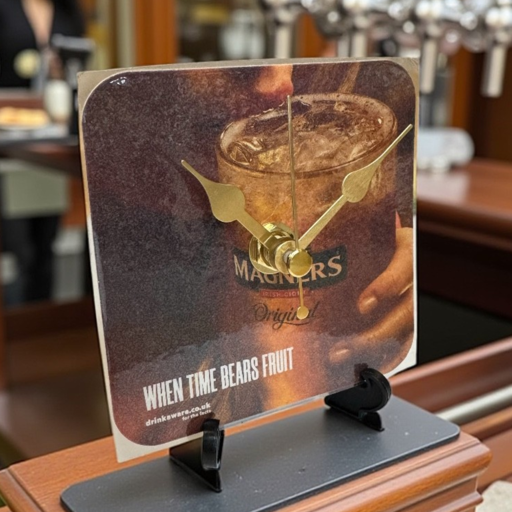 Novelty Beer Mat Clocks With Display Stand – Magners Original