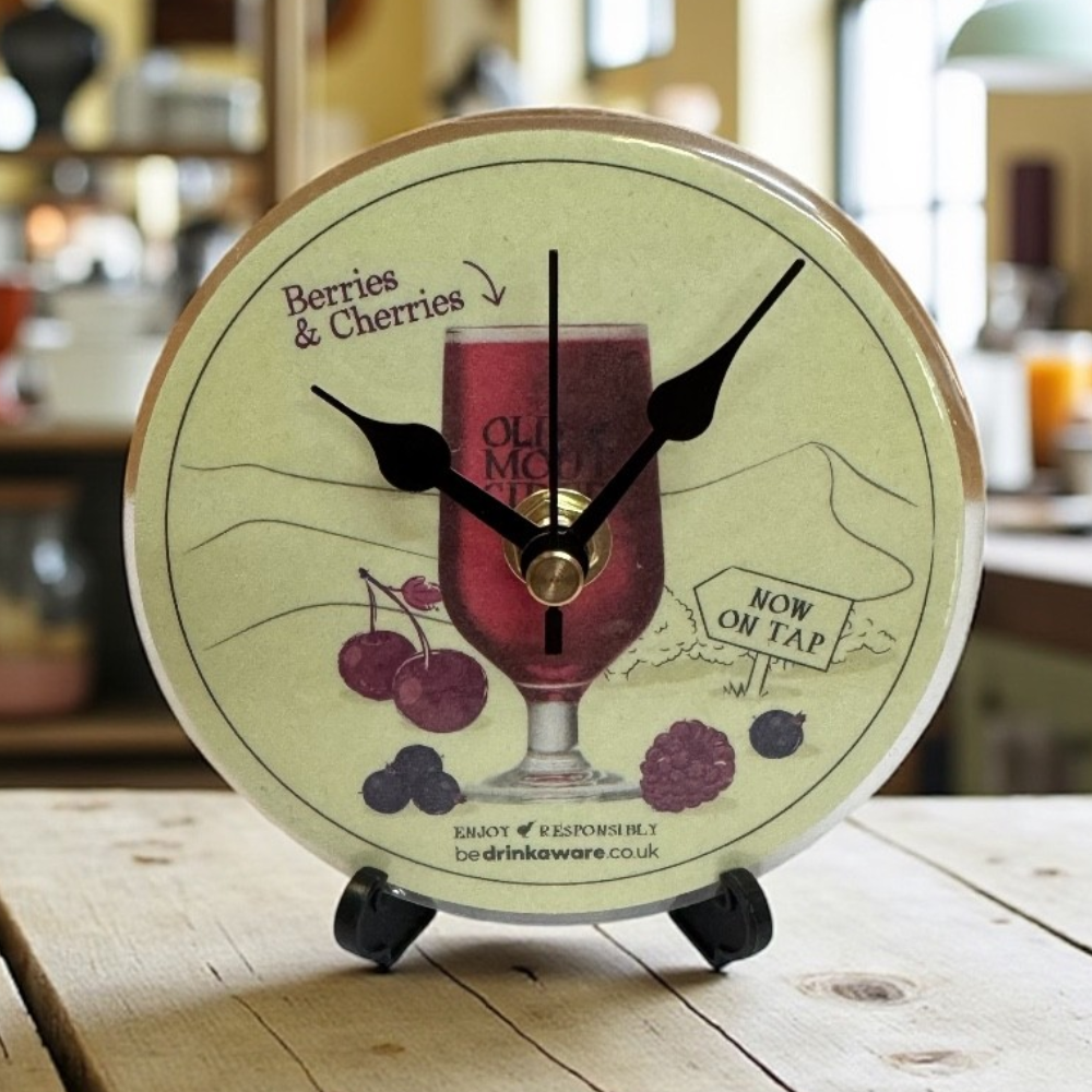 Novelty Beer Mat Clocks With Display Stand – Old Mout Cider Berries & Cherries