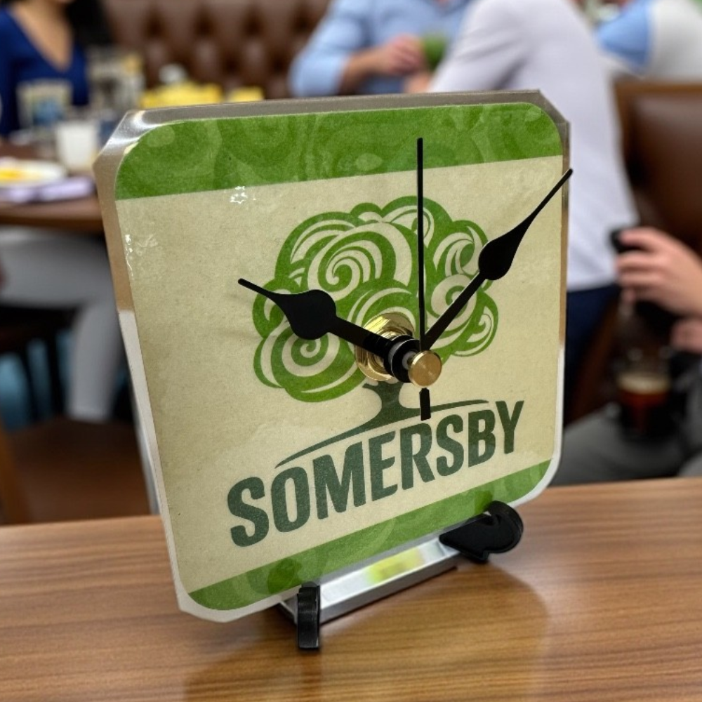 Novelty Beer Mat Clocks With Display Stand – Somersby