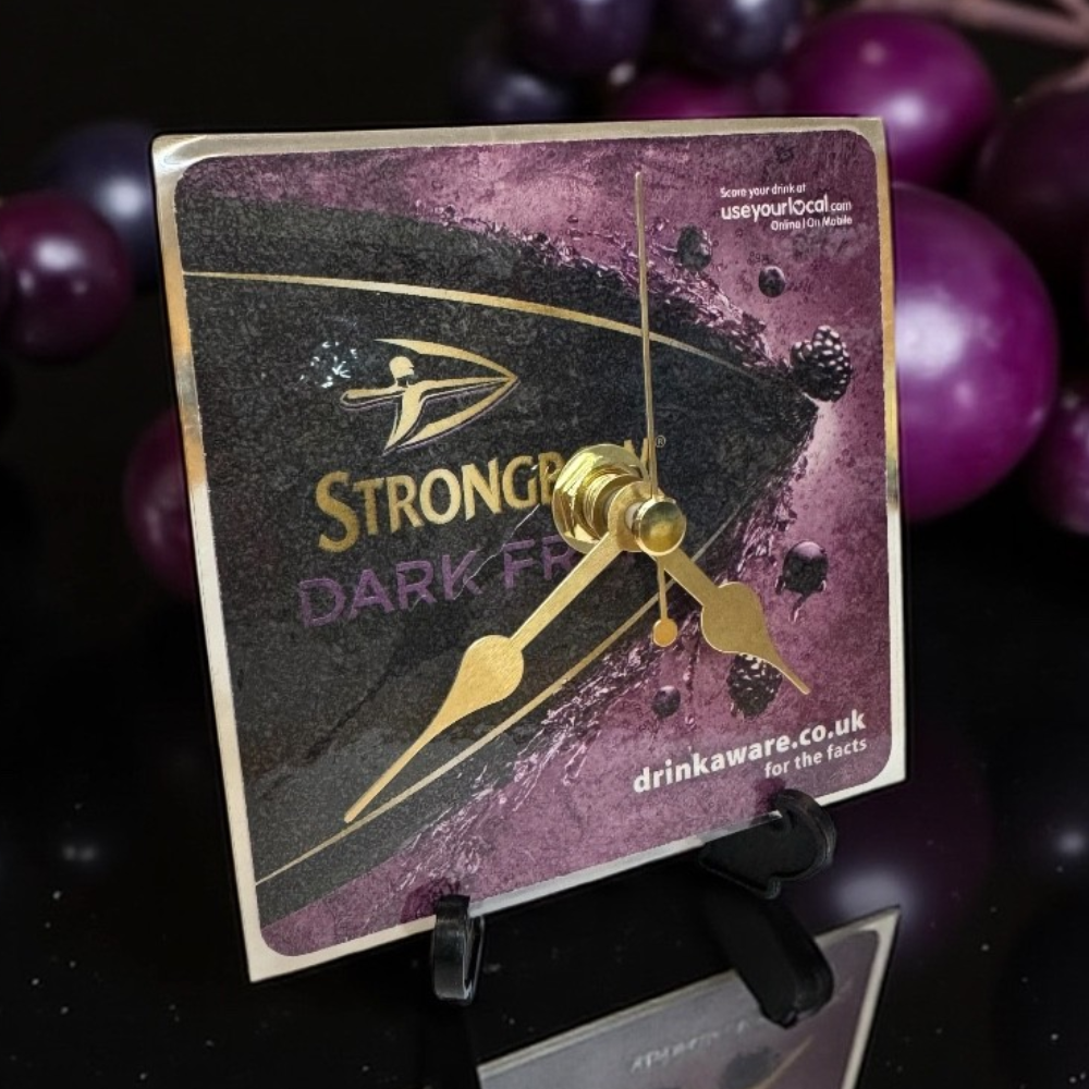Novelty Beer Mat Clocks With Display Stand – Strongbow Dark Fruit