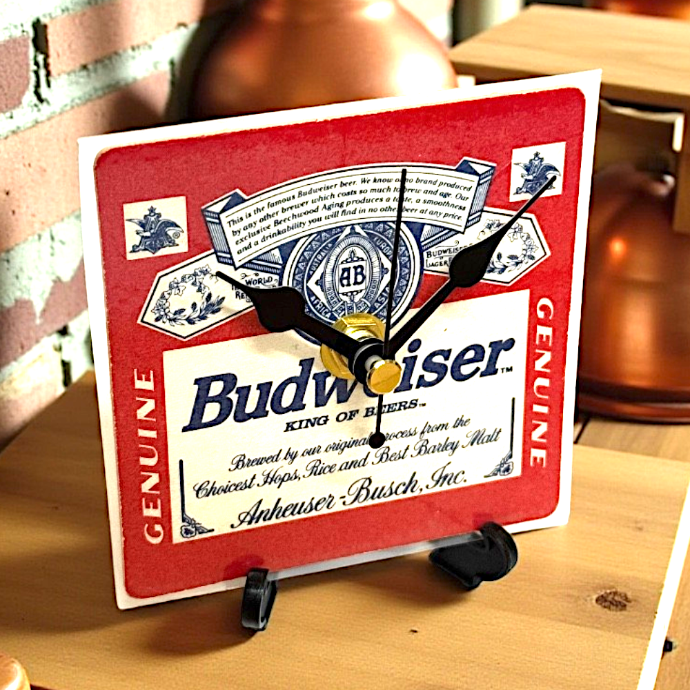 Novelty Beer Mat Clocks With Display Stand – Budweiser 01