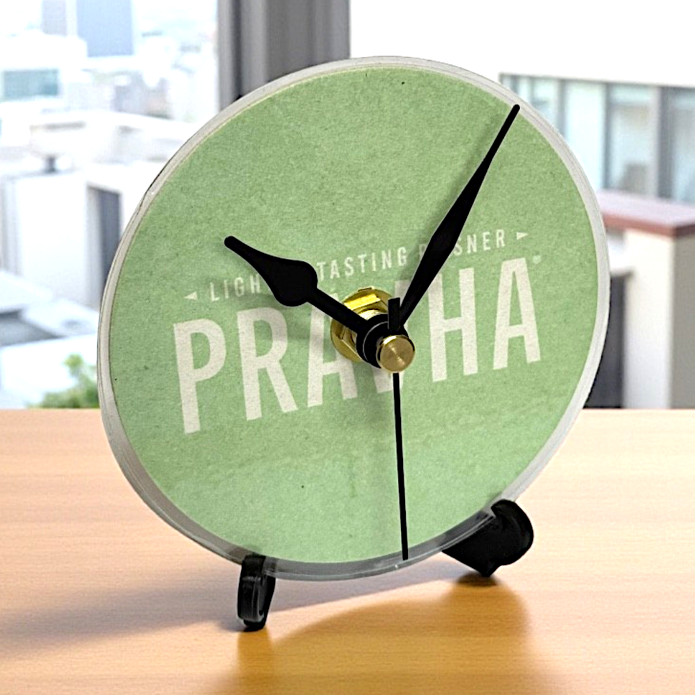 Novelty Beer Mat Clocks With Display Stand – Pravha Green