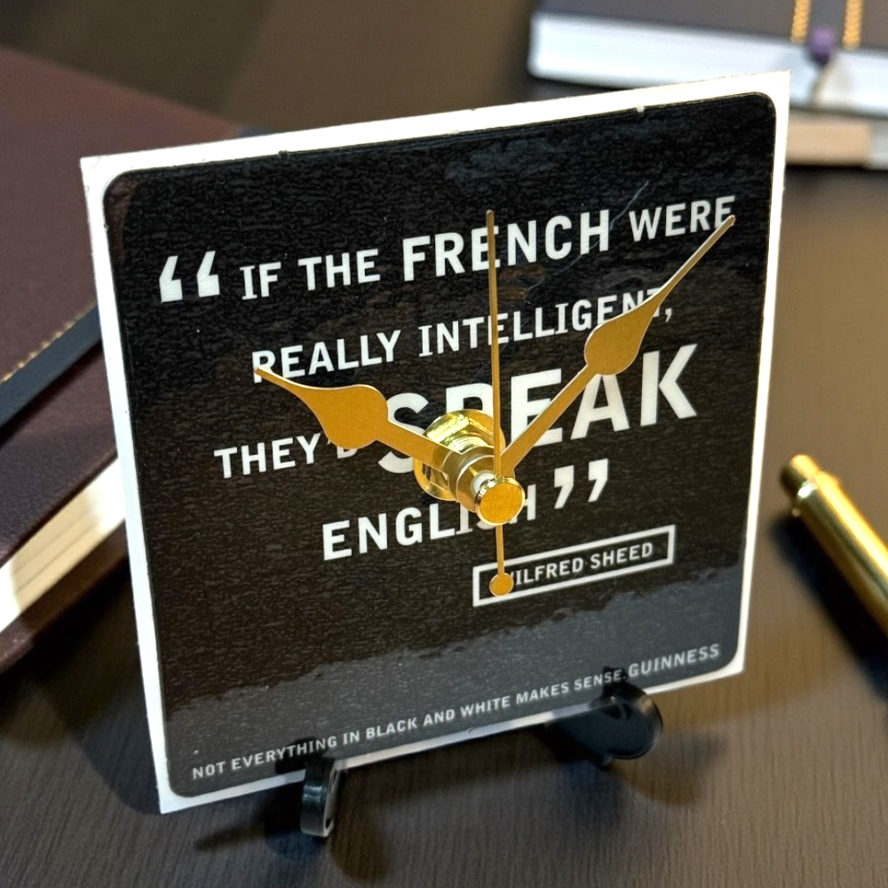 Upcycled Novelty Guinness Beer Mat Clock With Display Stand – Design 13