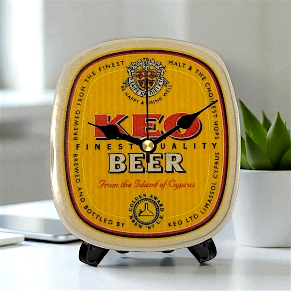 Upcycled Novelty Beer Mat Clock With Display Stand - Keo
