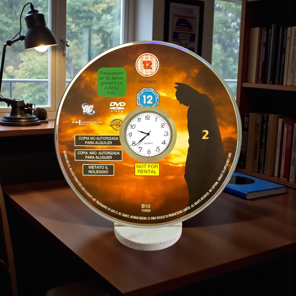 Batman Novelty Upcycled DVD Desktop Clock With Fixed Gold Insert - Image 4