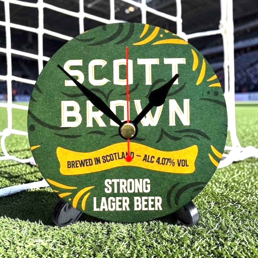 Celtic Novelty Upcycled Beer Mat Clocks With Display Stand – Scott Brown