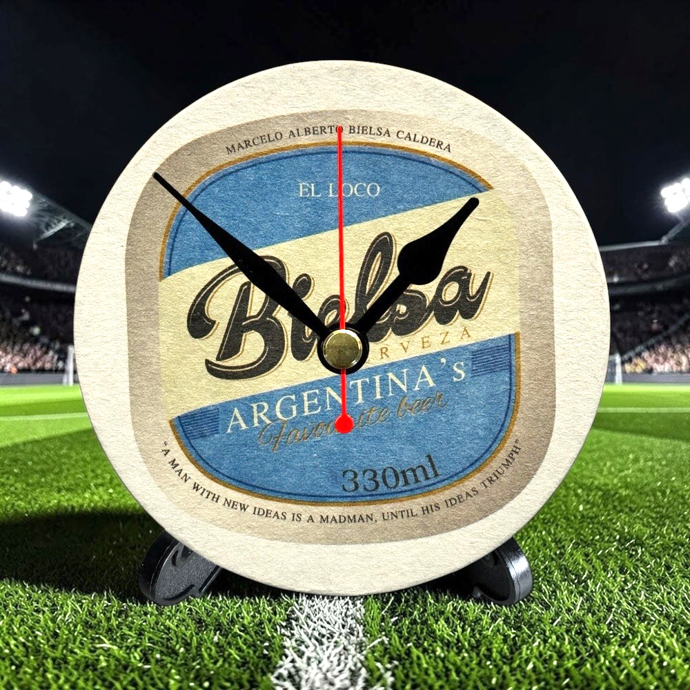 Leeds Novelty Upcycled Beer Mat Clocks With Display Stand – Bielsa