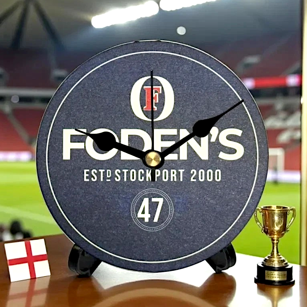 England Novelty Upcycled Beer Mat Clocks With Display Stand – Fowden
