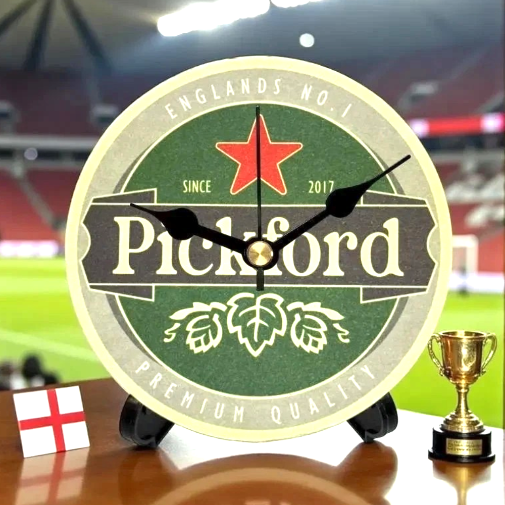 England Novelty Upcycled Beer Mat Clocks With Display Stand – Pickford