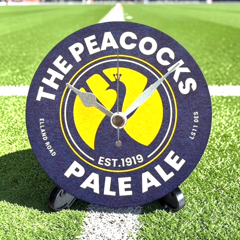 Leeds Novelty Upcycled Beer Mat Clocks With Display Stand – The Peacocks