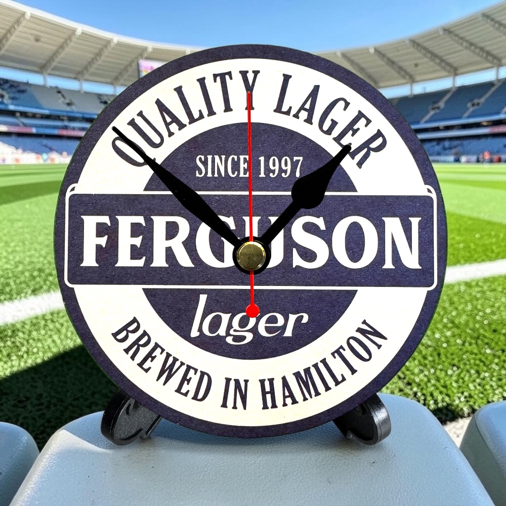 Rangers Novelty Upcycled Beer Mat Clocks With Display Stand – Ferguson