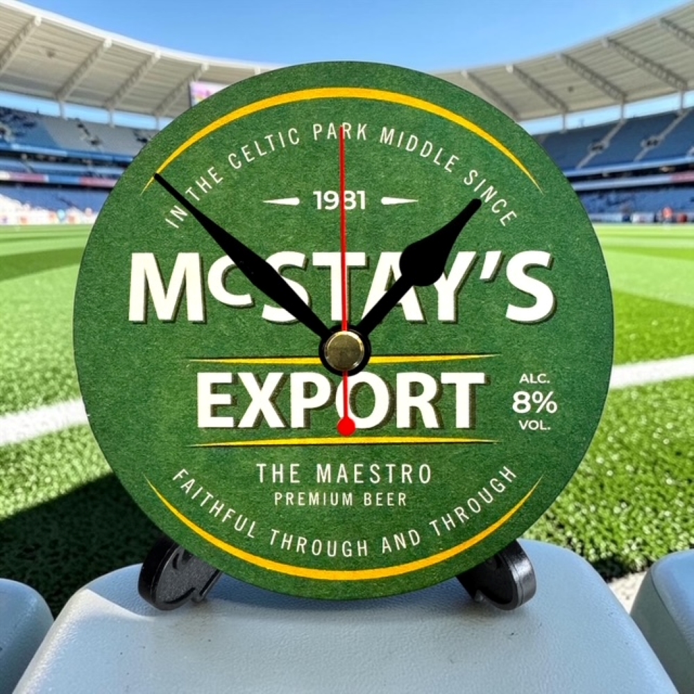 Celtic Novelty Upcycled Beer Mat Clocks With Display Stand – McStay's