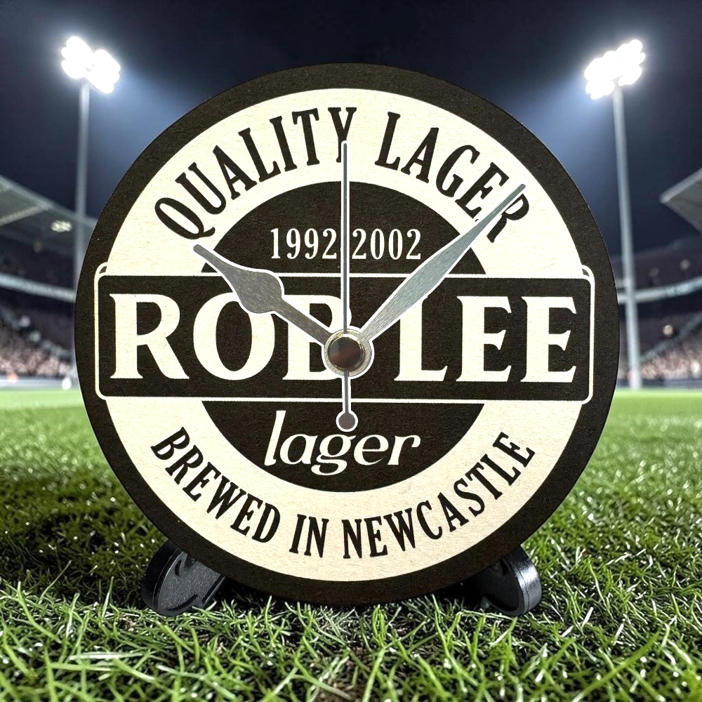 Newcastle United Novelty Upcycled Beer Mat Clocks With Display Stand – Rob Lee