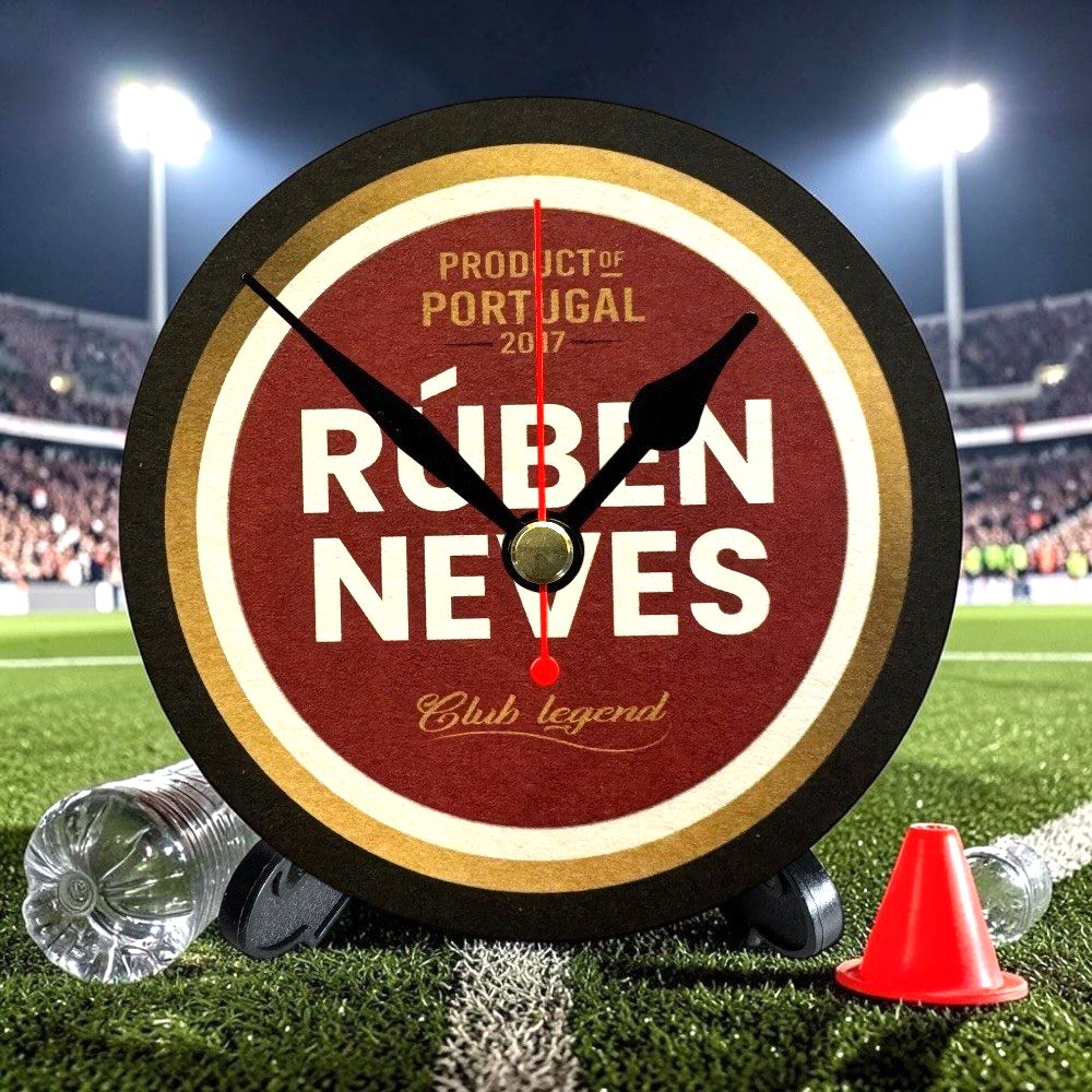 Wolves Novelty Upcycled Beer Mat Clocks With Display Stand – Ruben Neves