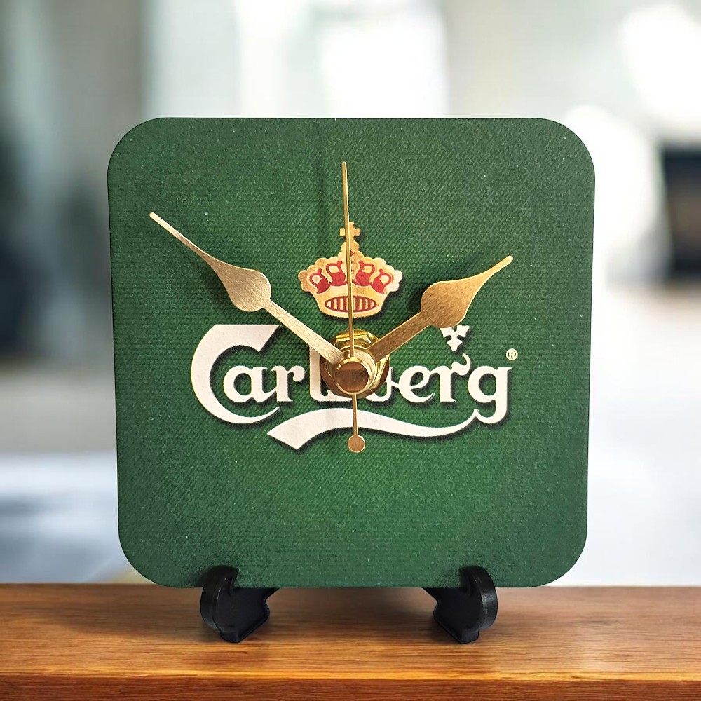 Novelty Beer Mat Clocks With Display Stand – Carlsberg 06
