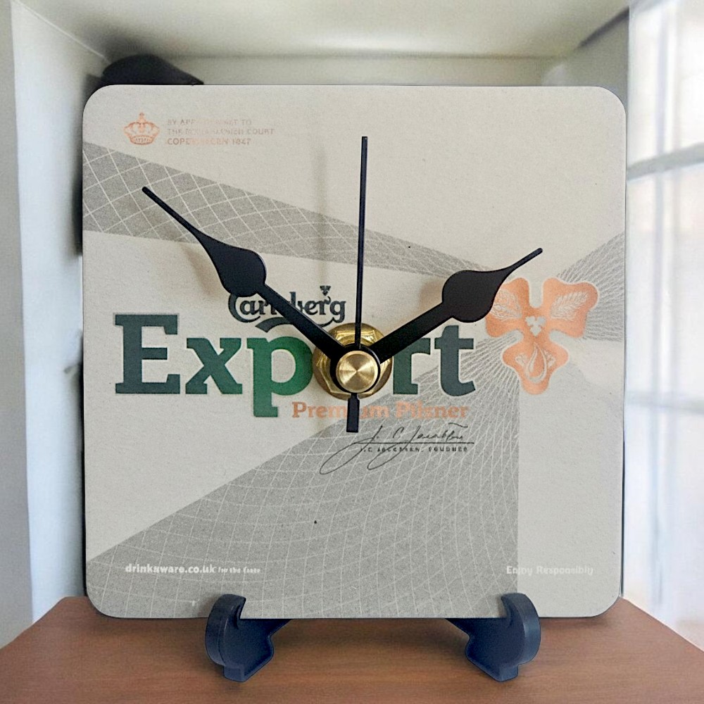 Novelty Beer Mat Clocks With Display Stand – Carlsberg 08