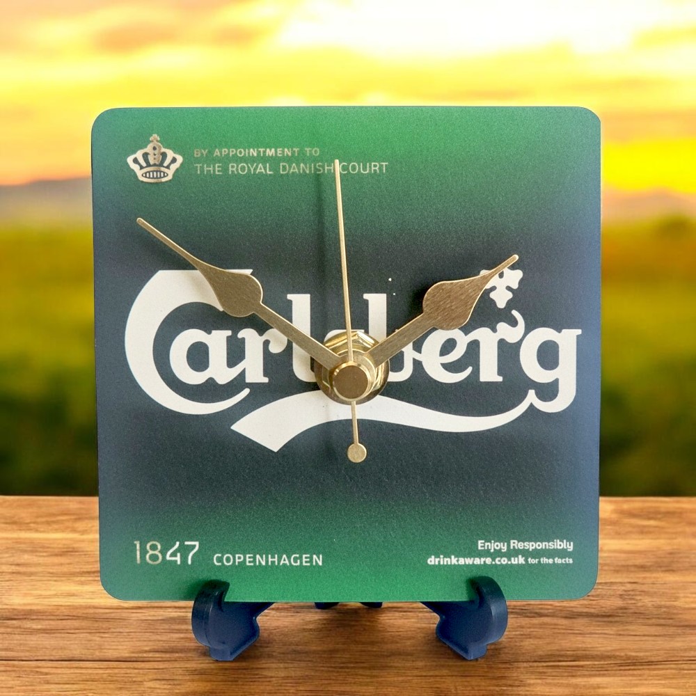 Novelty Beer Mat Clocks With Display Stand – Carlsberg 09