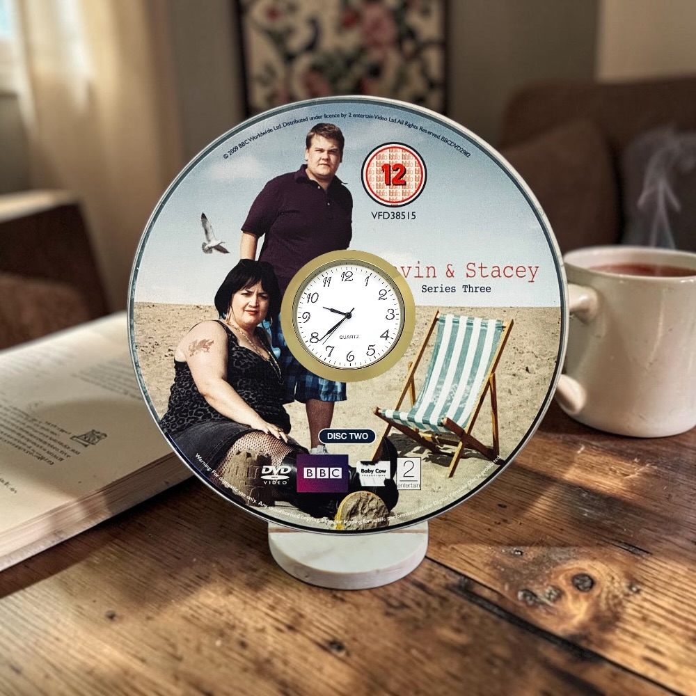 Gavin & Stacey Novelty Desktop DVD Clock With Fixed Gold Insert - Design 1