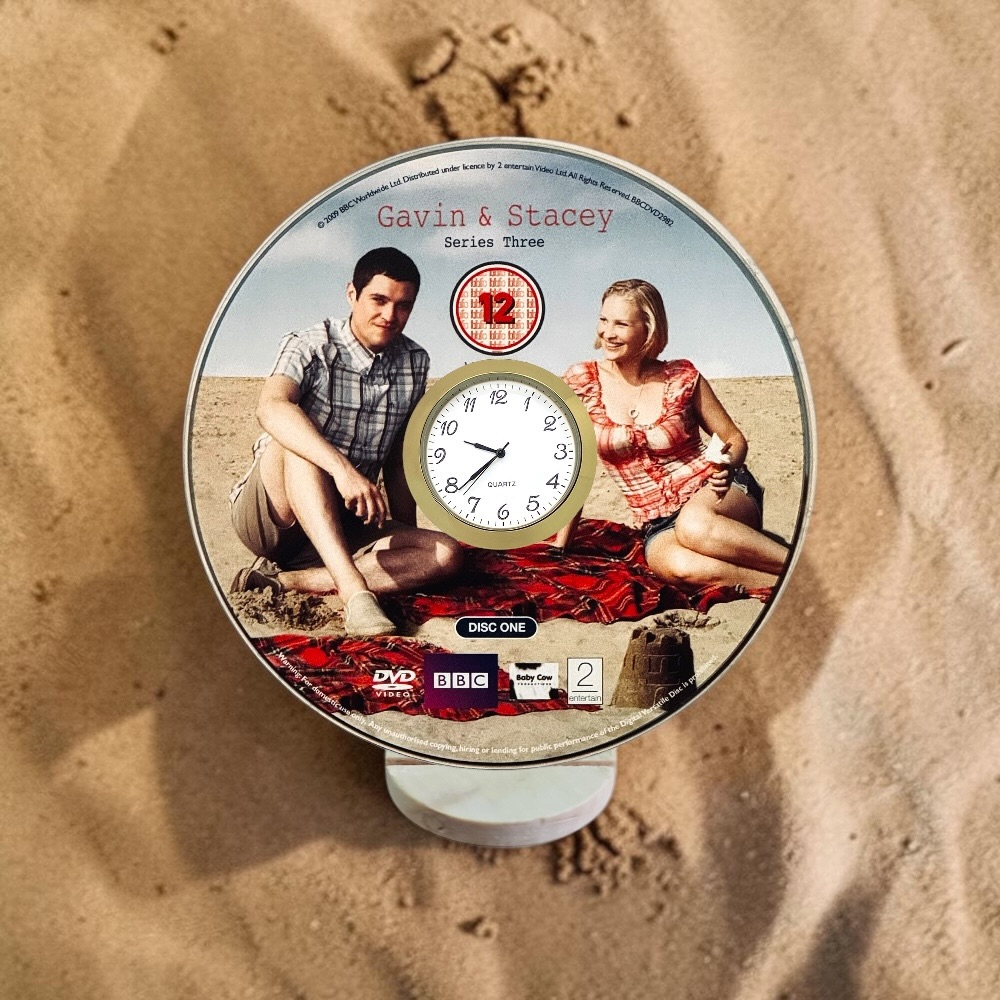 Gavin & Stacey Novelty Desktop DVD Clock With Fixed Gold Insert - Design 2
