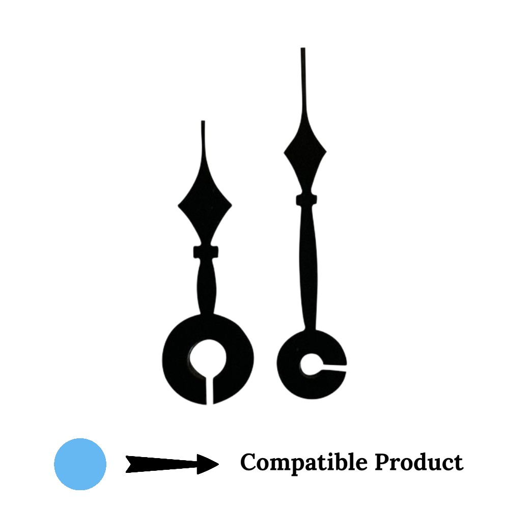 German Quartz Carriage Clock Micro Shaft Black Metal Clock Hands - 30mm