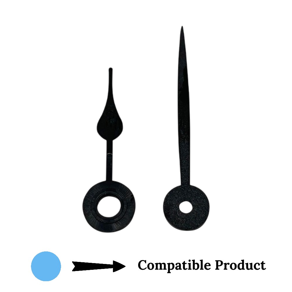 German Quartz Carriage Clock Micro Shaft Black Plastic Clock Hands - 33mm