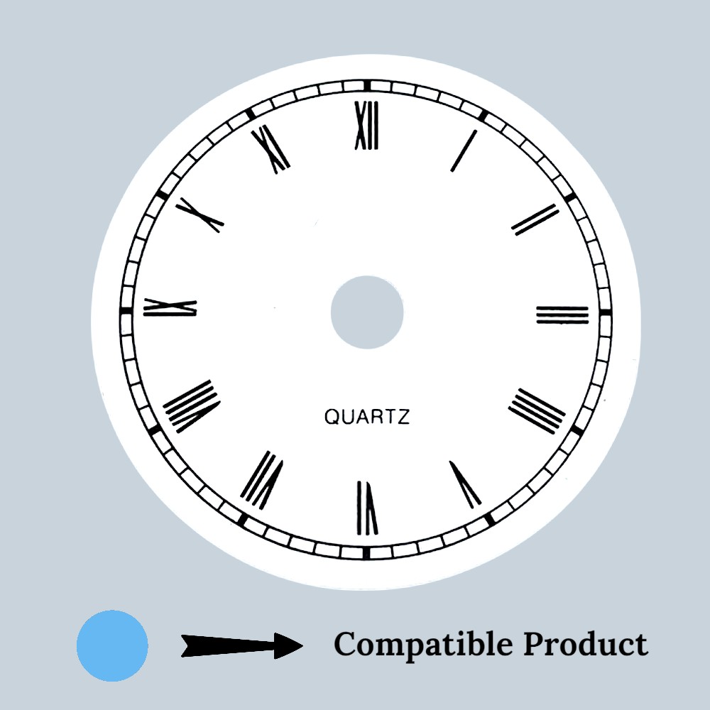 55mm Plastic Carriage Clock Dial - White With Black Roman Numbers