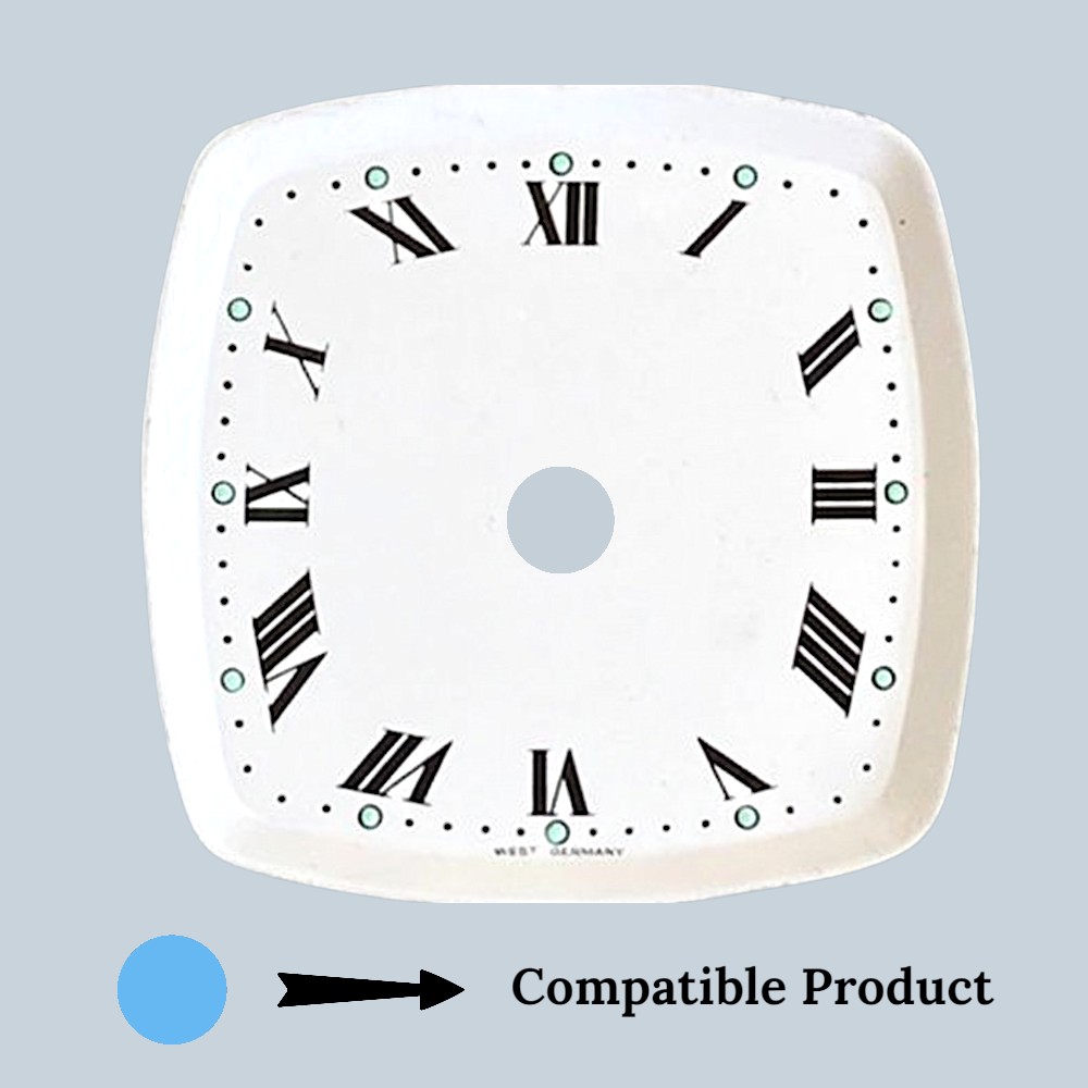 58.60mm Square Plastic Clock Dial - White With Black Roman Numbers