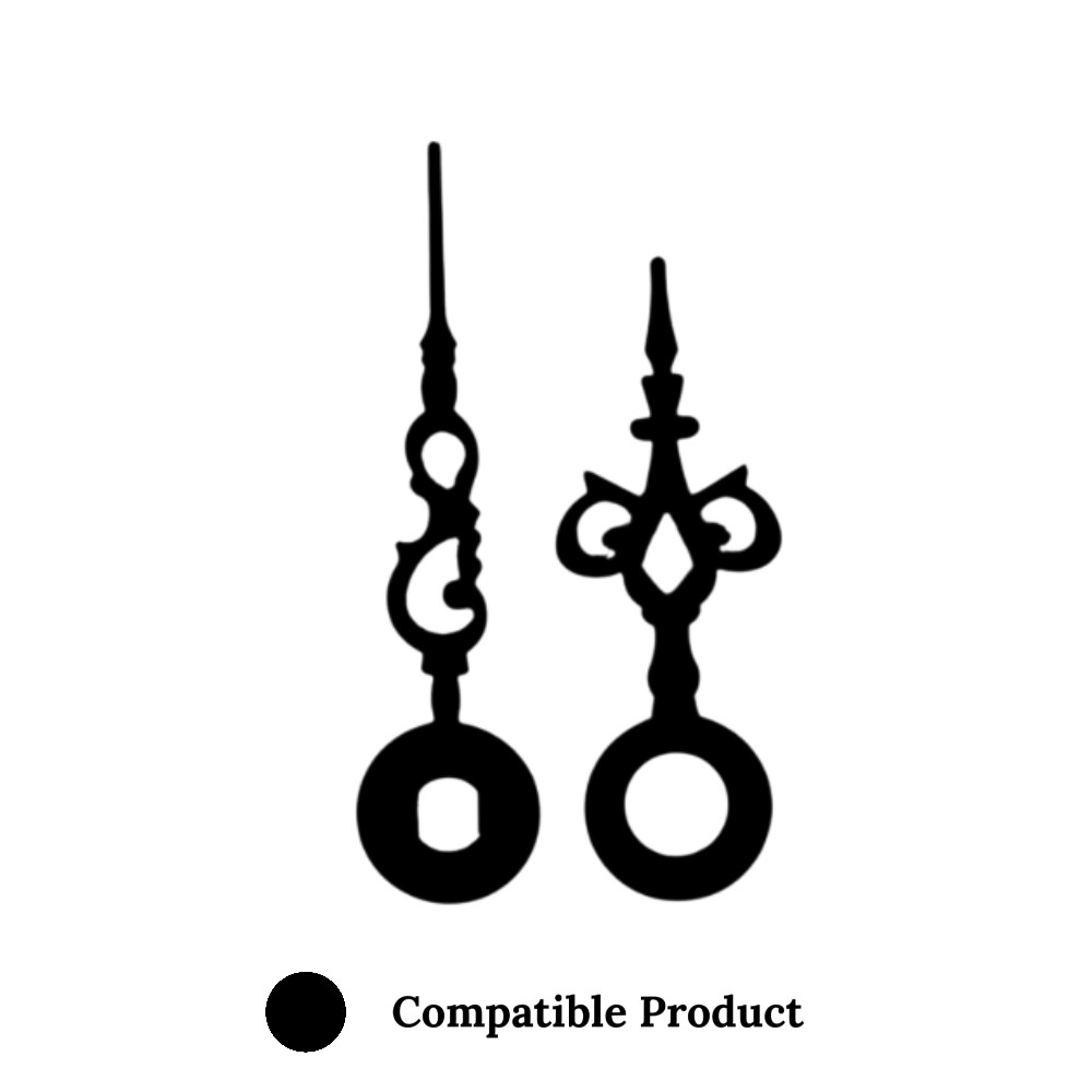Quartz Euroshaft Metal Clock Hands Compatible With Hechinger, Hermle, Junghans, Kienzle and UTS - 32mm Black