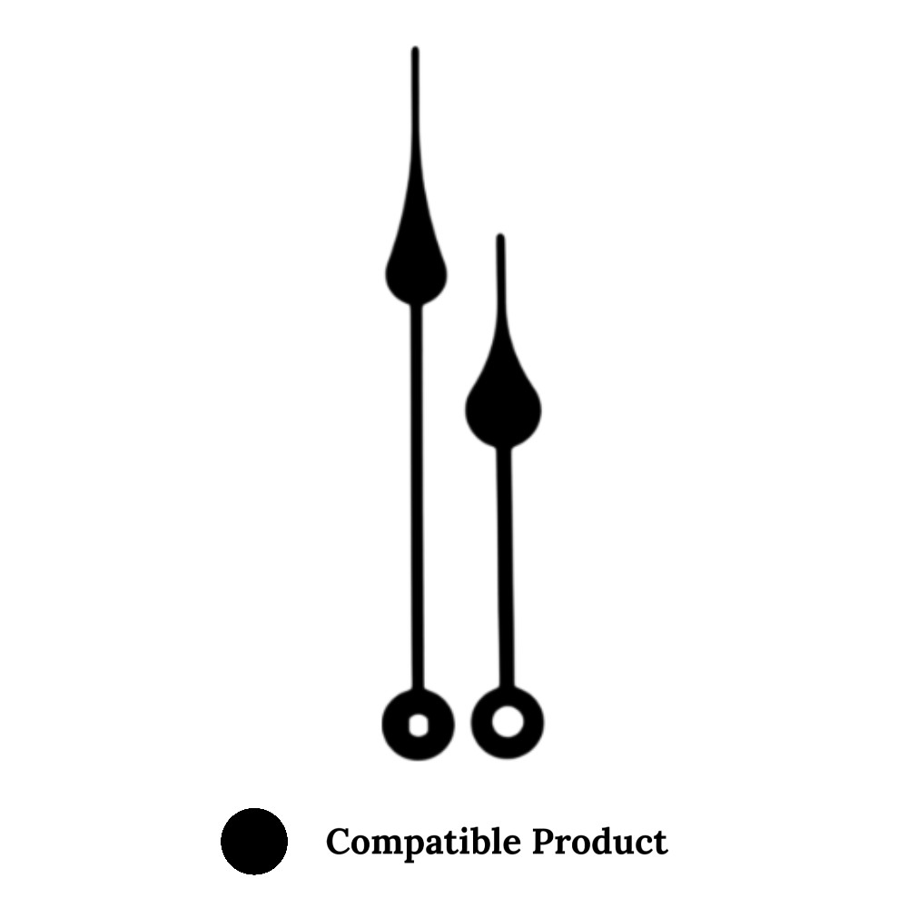 Quartz Euroshaft Metal Clock Hands Compatible With Hechinger, Hermle, Junghans, Kienzle and UTS - 110mm Black