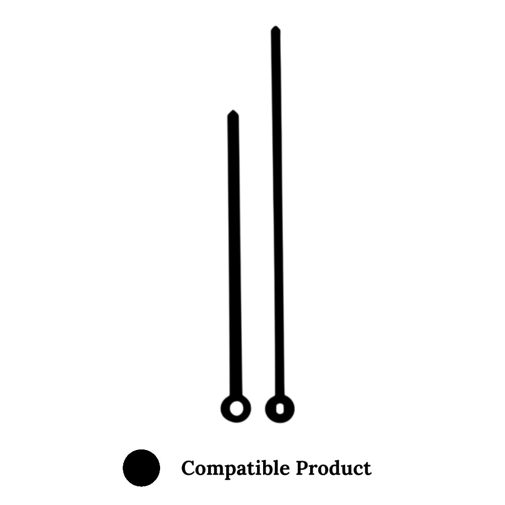 Quartz Euroshaft Metal Clock Hands Compatible With Hechinger, Hermle, Junghans, Kienzle and UTS - 135mm (A) Black