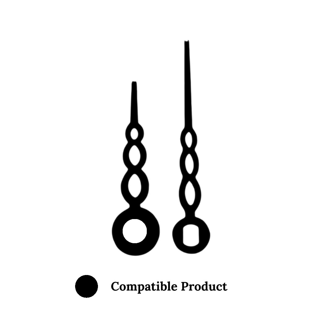 Quartz Euroshaft Metal Clock Hands Compatible With Hechinger, Hermle, Junghans, Kienzle and UTS - 35mm (A) Black