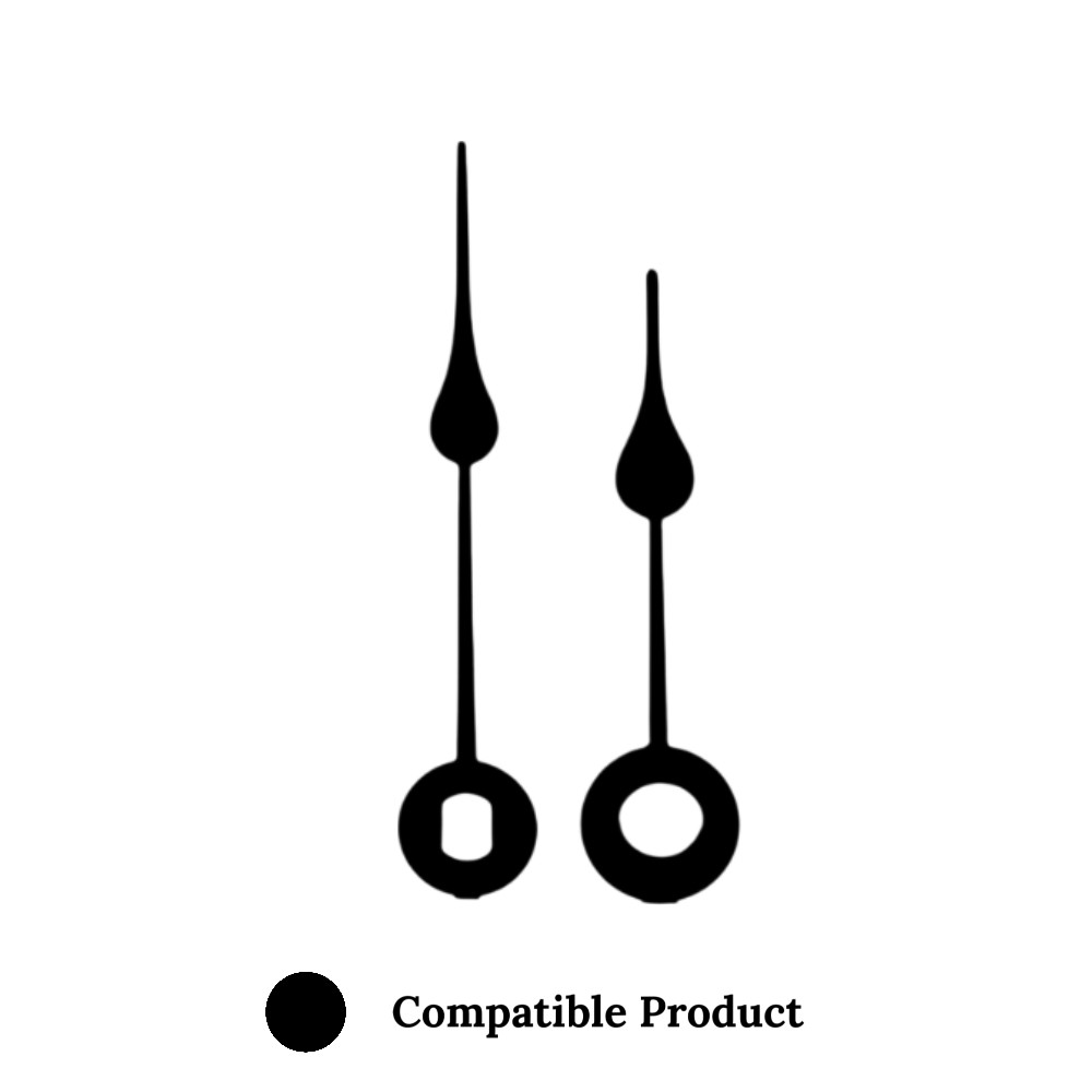 Quartz Euroshaft Metal Clock Hands Compatible With Hechinger, Hermle, Junghans, Kienzle and UTS - 41mm Black