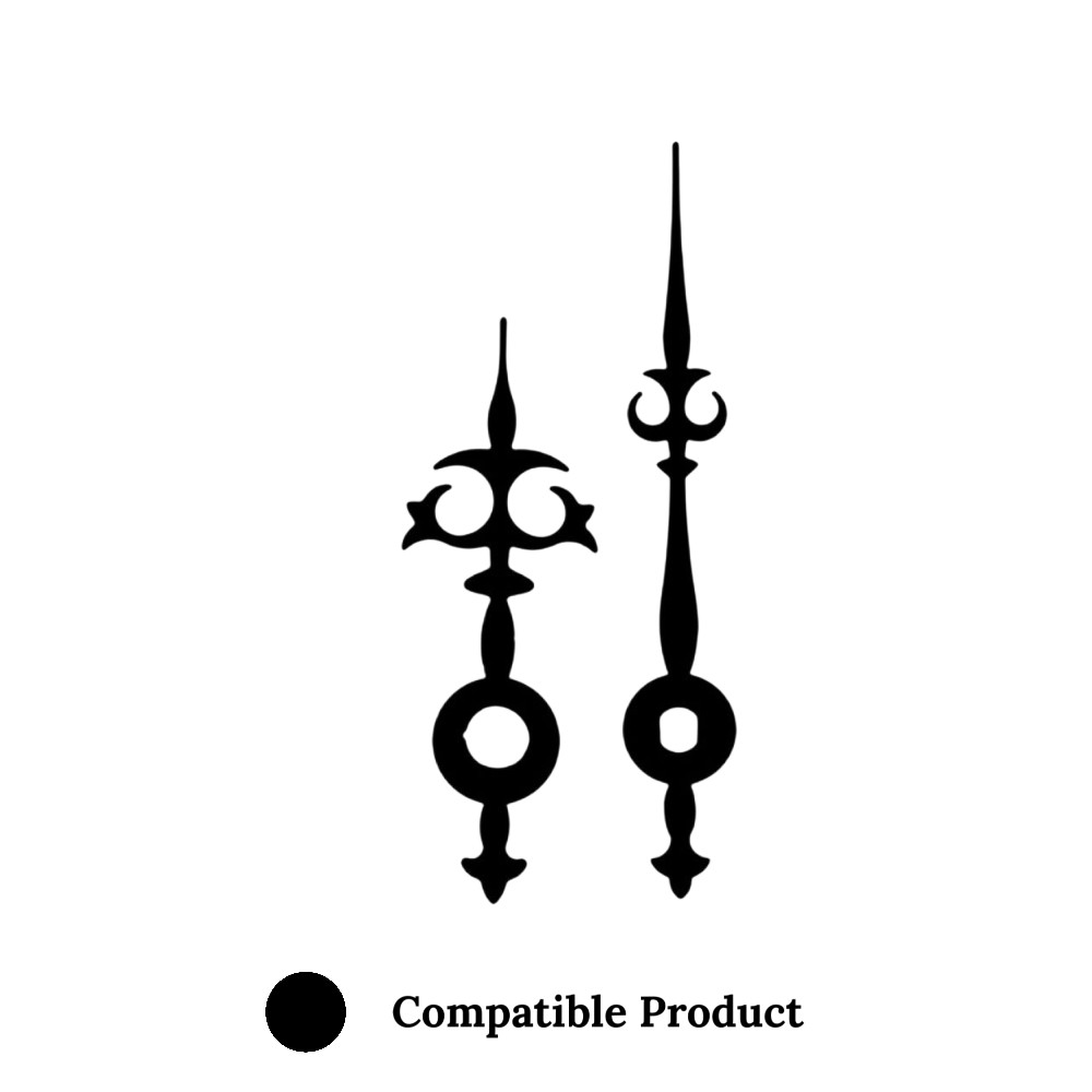 Quartz Euroshaft Metal Clock Hands Compatible With Hechinger, Hermle, Junghans, Kienzle and UTS - 46mm (D) Black