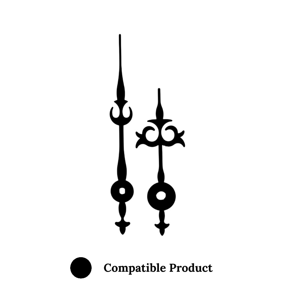 Quartz Euroshaft Metal Clock Hands Compatible With Hechinger, Hermle, Junghans, Kienzle and UTS - 70mm (A) Black