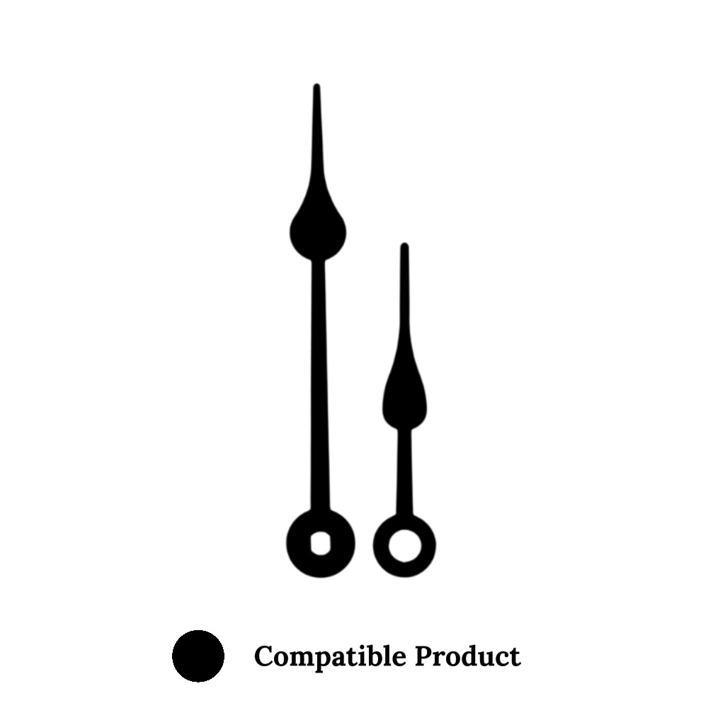 Quartz Euroshaft Metal Clock Hands Compatible With Hechinger, Hermle, Junghans, Kienzle and UTS - 72mm Black