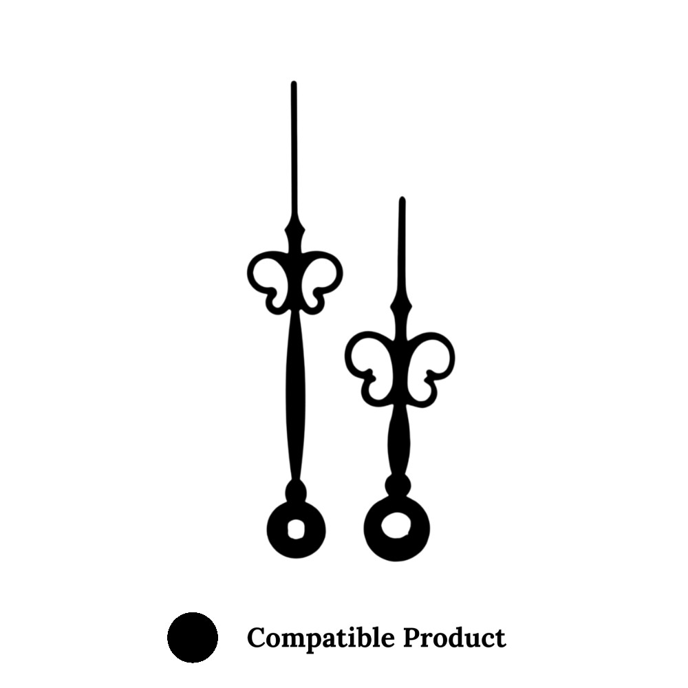 Quartz Euroshaft Metal Clock Hands Compatible With Hechinger, Hermle, Junghans, Kienzle and UTS - 75mm (A) Black