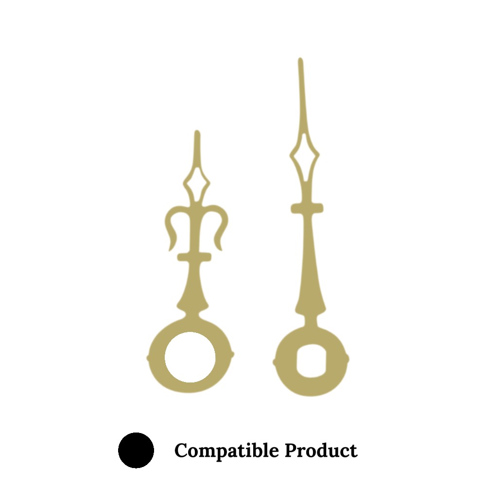 Quartz Euroshaft Metal Clock Hands Compatible With Hechinger, Hermle, Junghans, Kienzle and UTS - 37mm Gold
