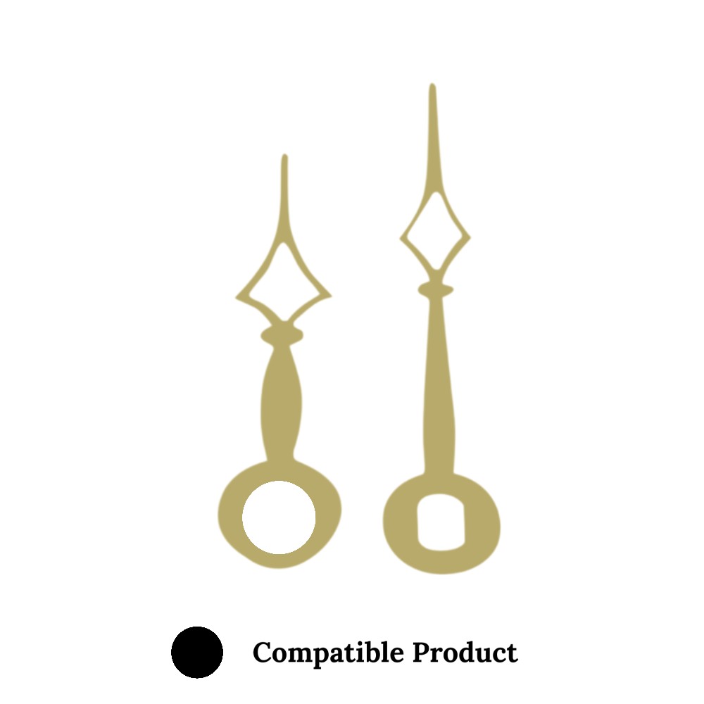Quartz Euroshaft Metal Clock Hands Compatible With Hechinger, Hermle, Junghans, Kienzle and UTS - 49mm Gold