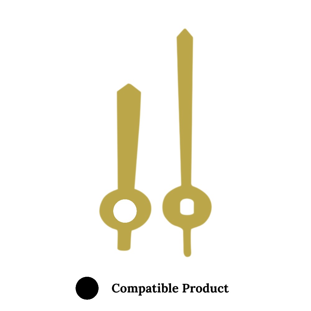 Quartz Euroshaft Metal Clock Hands Compatible With Hechinger, Hermle, Junghans, Kienzle and UTS - 53mm Gold