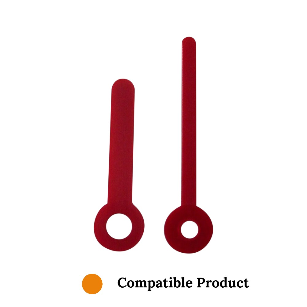 Quartz Plastic Shaft Clock Hands Compatible With Hechinger, Hermle, Junghans, Kienzle and UTS - 40mm Red Plastic