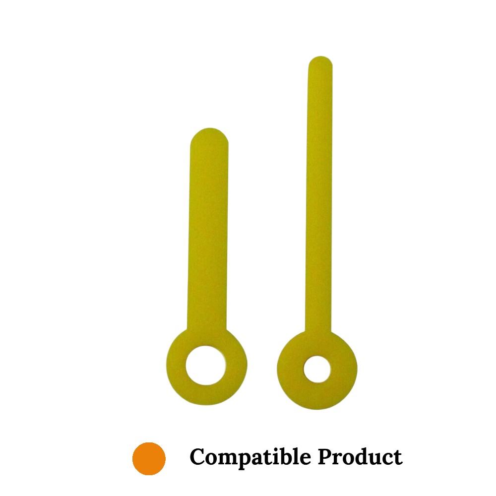 Quartz Plastic Shaft Clock Hands Compatible With Hechinger, Hermle, Junghans, Kienzle and UTS - 40mm Yellow Plastic