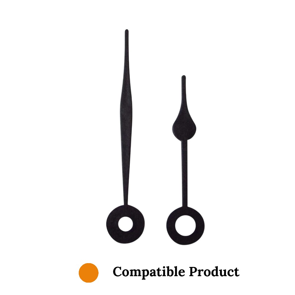 Quartz Plastic Shaft Clock Hands Compatible With Hechinger, Hermle, Junghans, Kienzle and UTS - 52mm Black Plastic